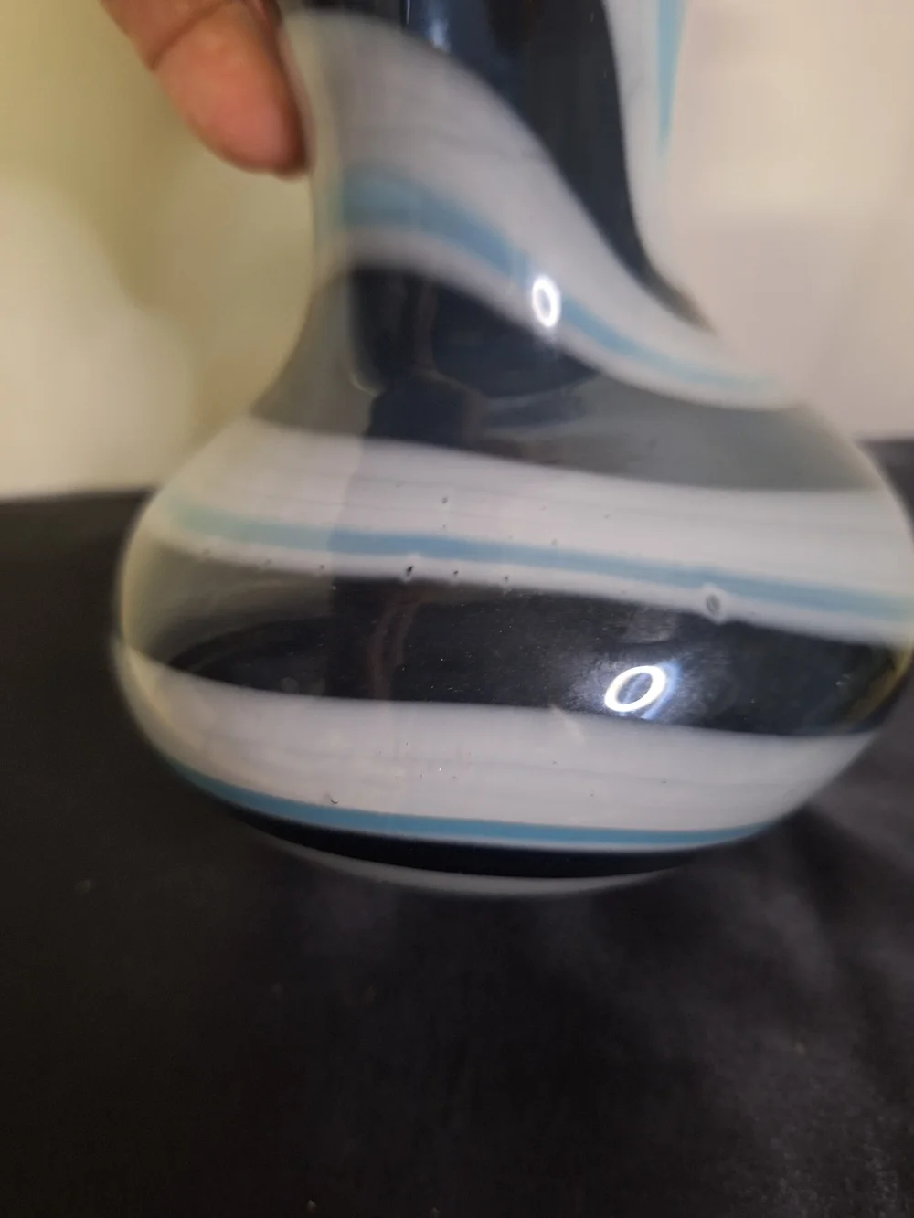 Blue and White Swirl Glass Vase  6